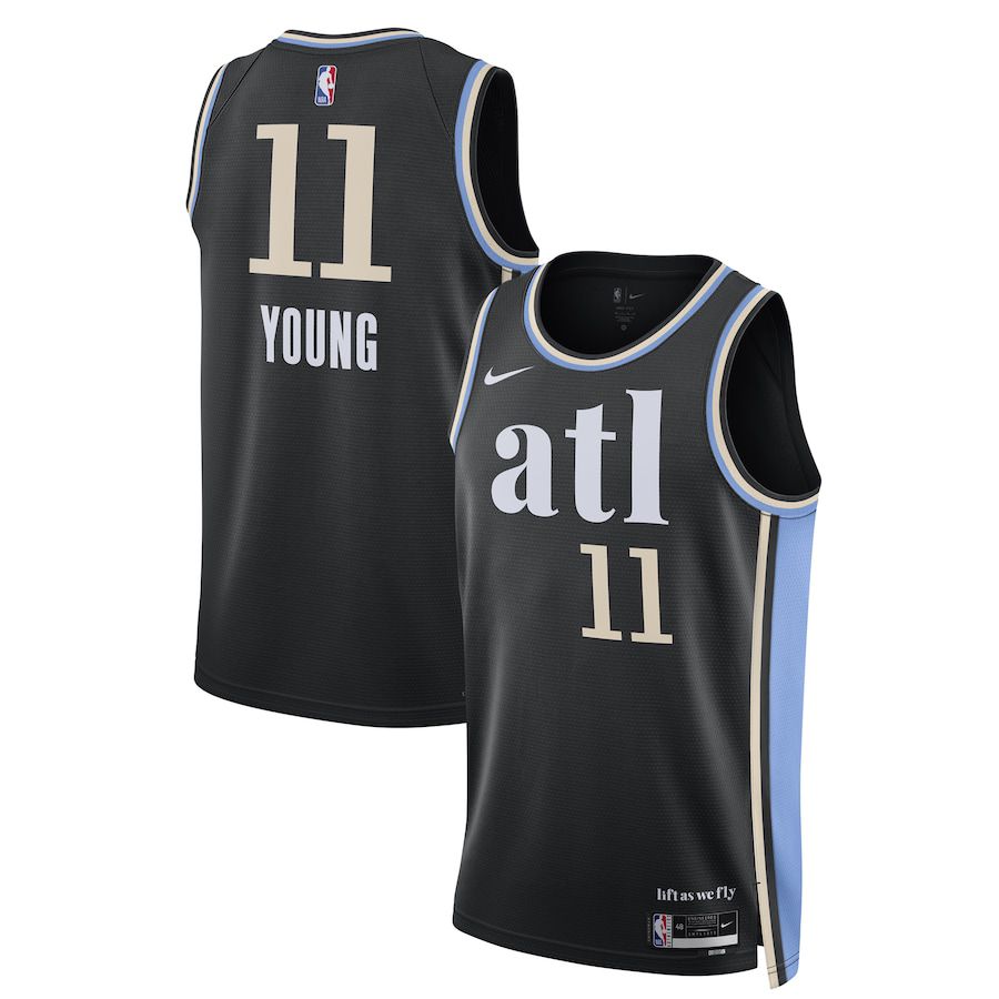 Men Atlanta Hawks #11 Trae Young Nike Black City Edition 2023-24 Swingman NBA Jersey-0